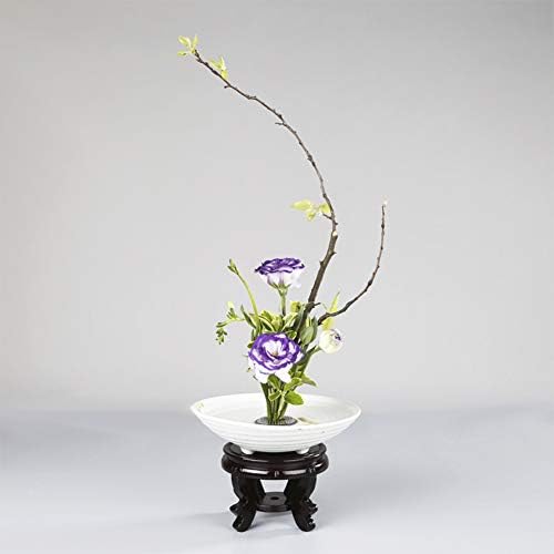 Wandic Cvjetni organizing, set od 2, okrugla cvjetna žaba i keramike Ikebana Vaze za Ikebana cvjetni aranžman umjetničko uređenje kućnog ukrasa, ploča od ribe bijeli pjegavi