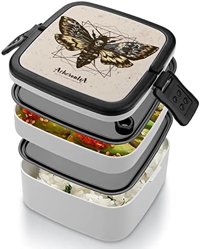 Psihodelic Smrt's Hawk Moth ručak kutija za ručak prijenosni dvoslojni bento kutija Veliki kapacitet
