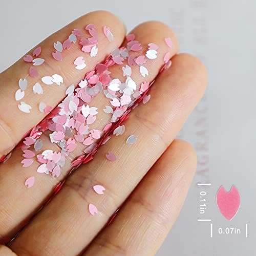 Cherry Blossoms Nail Art Glitter Pink Hibiscus Flowers 3D holografski Cherry Blossoms šljokice za nokte