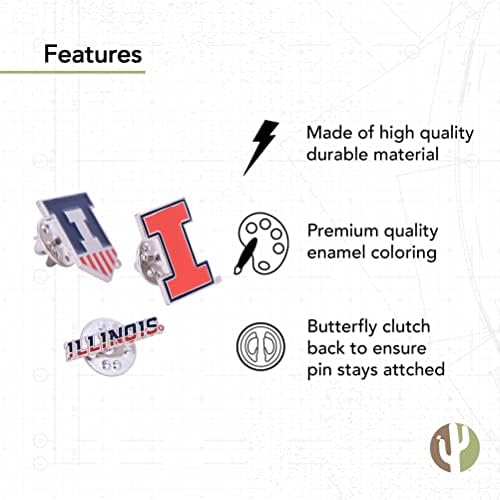 Sveučilište u Illinois Revel Pins 3 Pakovanje Borbing Illini u i logo emajl izrađen od metala