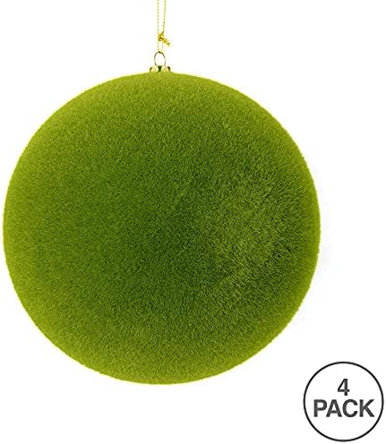 Vickerman 5 Božić Ornament Flocked Ball, Mahovina Zelena Flokirana Završna Obrada, Otporna Na Lomljenje