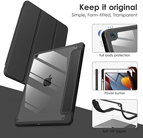 Dttocase Case za iPad 9th / 8th / 7th generacija 10.2 inča, Clear Back, TPU Shockproof Frame Cover[ugrađeni