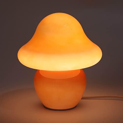 Heqet gljiva lampa narandžasta Bijela staklena gljiva stolna lampa za spavaće sobe, dnevni