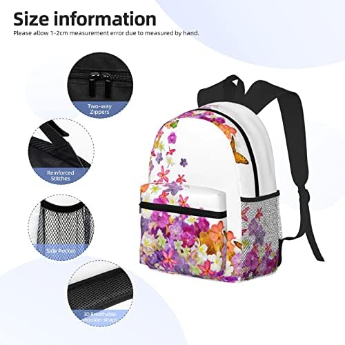 Moliae leptiri cvijeće Ispisuje vodootporne visoke školske torbe za dječake, putni ruksak ležernih bakfa za laptop
