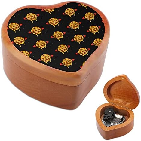 Pizza Planet Wood Music Boxes Vintage Graved Heart Musical Box poklon za božićno Rođendan za valentinovo