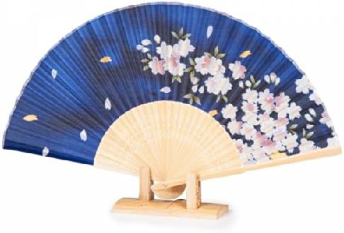 Zen-umišljen japanski tradicionalni sklopivi ventilator - Blue Cherry Cvijet svile i bambusa