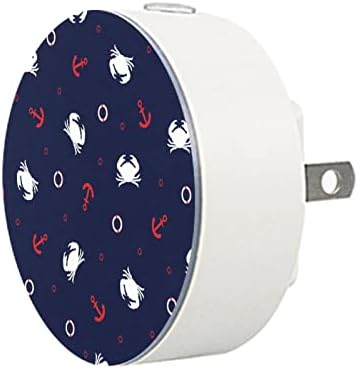 2 paket Plug-in Nightlight LED noćno svjetlo Bijela rakova Crvena sidrena mornarička pozadina sa senzorom