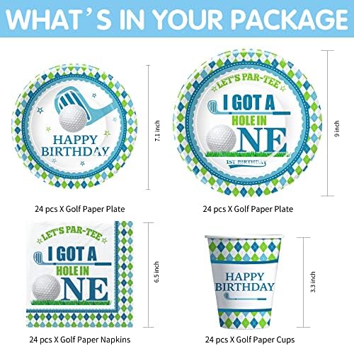 APOWBLS Golf Party Dekoracije posuđa za prvi rođendan-rupa u jedan rođendan dekoracije uključuju