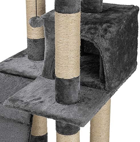 Sulive Cat Tree, 66 Sisal Hemp Tower Condo namještaj Scratch Post Pet House Igrajte mačića sa udobnim Smuđama siva