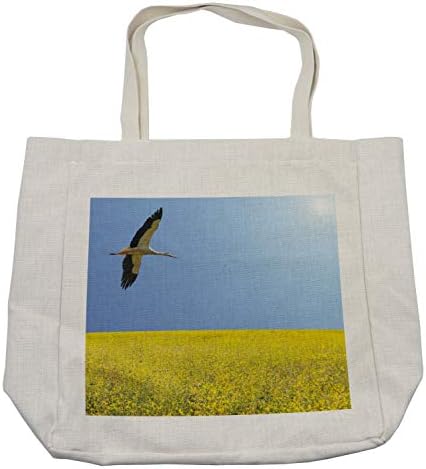 Ambesonne žuta i plava torba za kupovinu, sama roda koja leti na vedrom nebu iznad slike slobode proljetnog