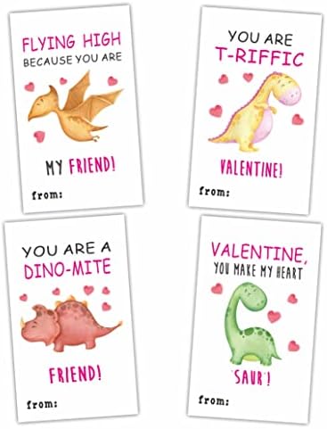 2.1 x 3.5 Valentinovo poklon Wrap samoljepljive naljepnice | tema dinosaurusa Happy Valentin's Day ukrasi
