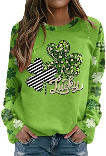 IIUS Green St.Patrick's Thirts majice za žene s dugim rukavima Crewneck Dukseri irski gnomi