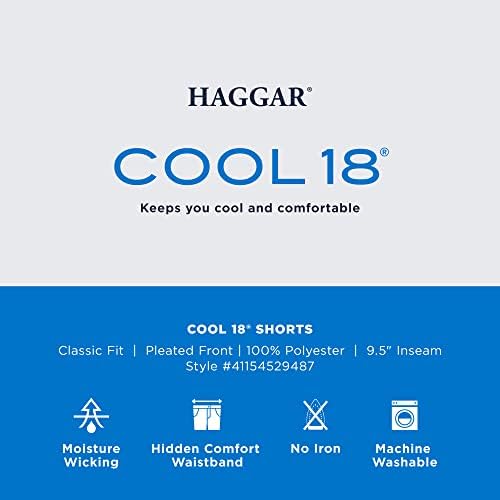 Haggar muške Cool 18 Pleat prednji skriveni proširivi struk kratak-redovne i velike & amp;