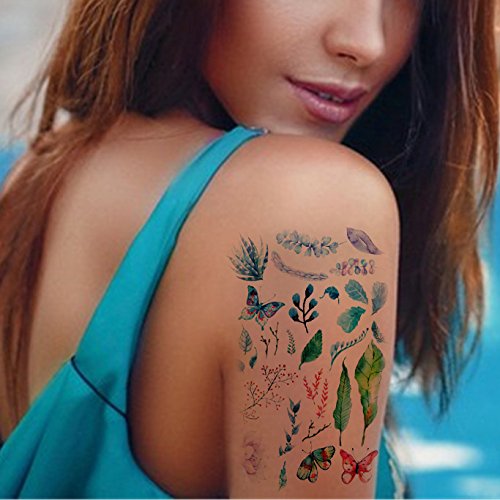 Velike biljne privremene tetovaže, ostavlja cvijeće naljepnice za tetovažu paunovog uzorka, lažne tetovaže