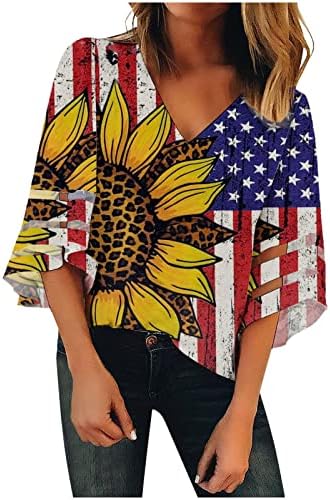 Djevojke 3/4 rukava vrhunska ljetna odjeća Y2K V izrez grafički mrežica patchwork top košulja