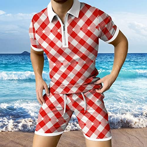Muški ljetni odijelo za 2 komada Muške opruge / Ljeto kratki rukav Zipper Rever Ispis Ležeran puni kožni