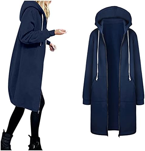 Dukseri za žene: dugi fleece with kaput podesive vodootporne jakne za kišnicu vjetar kišni vilica