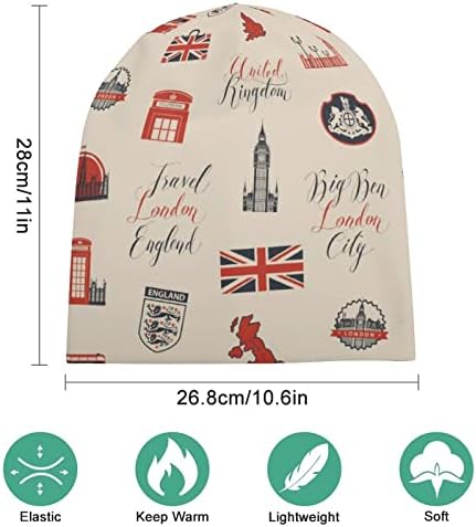UK i Londonska tema sa natpisima Beanie Cap Mekana topla pulover kapu za spavanje Spavaj za spavanje za