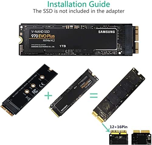 TOPSUKE M. 2 NVMe SSD konvertit Adapterska kartica za nadogradnju MacBook Air ,podrška veličine 2230/2242/2260/2280mm,