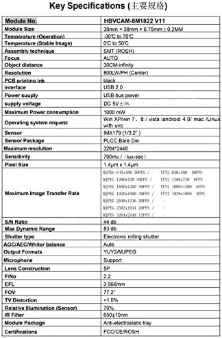 Automatsko forumi 8MP IMX179 Modul kamere A4 Dokument Dokument Skeniranje visokim modulom kamere