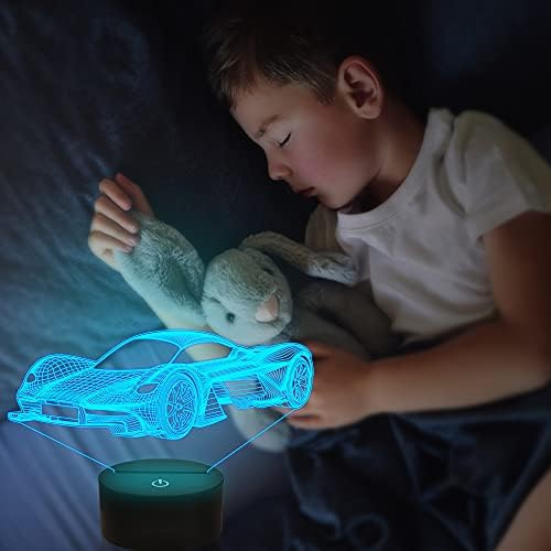Attivolife Car 3D noćno svjetlo za djecu, Sports Racing Illusion optička noćna lampa 16 boja mijenjanje s