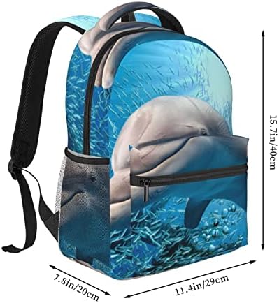 Wowbed Happy Delphin casual ruksak ispisani ruksak, modna klasična torba za laptop, putni rad kampovanje