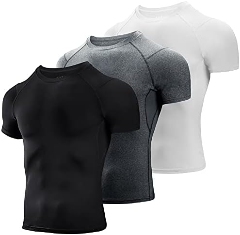 Nikša Muške košulje 3 pakovanja, kratki rukav atletski kompresijski vrhovi hladne majice suhog treninga