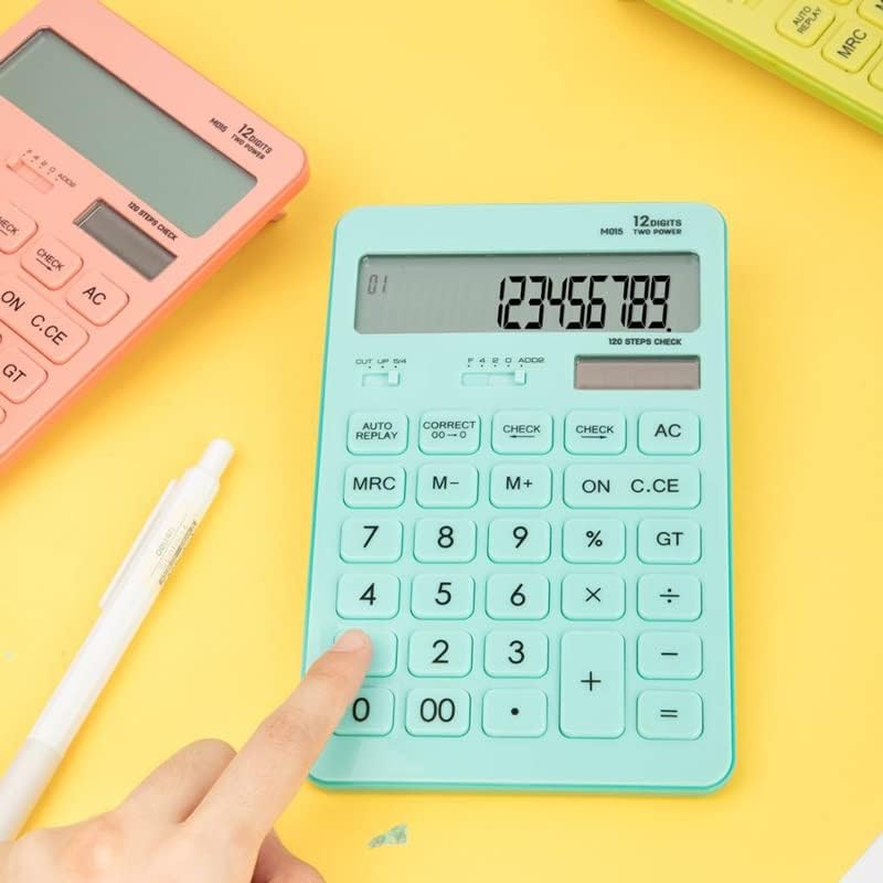 Ganfanren kalkulator plastike-12 cifara 120 koraka Provjerite bateriju i solarni dvostruki ekran (boja: b, veličina