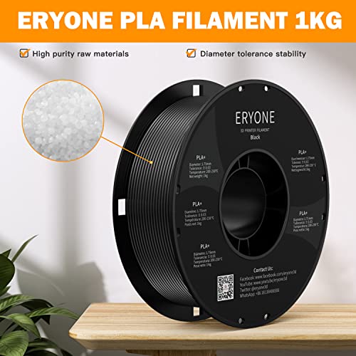 Eryone Plas plus filament 1,75mm PLA + 3D štampač +/- 0,03 mm, 1kg / kalem, crna