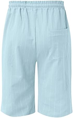 Miashui muškarci Atletski kratke hlače sa džepovima Muški proljetni i ljetni pinstripe pamuk