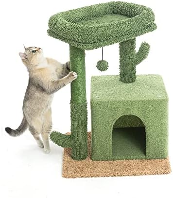 Catreaier malo mačje drvo sa stubom za grebanje prekrivenim sisalom za sobne mačke, samo male mačke zelene