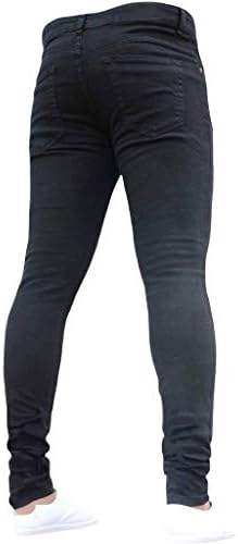 Ubst traper hlače za muške, ulične vintage oprane pantalone plus veličina elastična struka moda Slim Fit Basic Ravne traperice