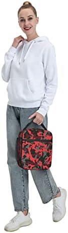 BQIUULO Red Camo torba za ručak za muškarce i žene tote izolovane hladnjače kutija za višekratnu upotrebu za