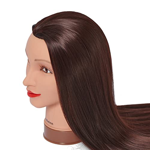 Headwinn Mannequin glava sa kosom 26-28 sintetička vlakna Hair Styling trening glava Manikin Kozmetologija lutka
