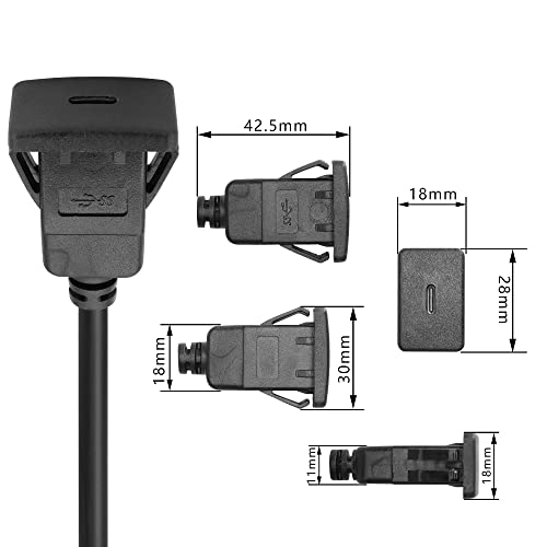 PNGKnycn USB C 3.0 nosač za montiranje, 0,5m kvadratni tip C muški do ženske ploče za montiranje nosača