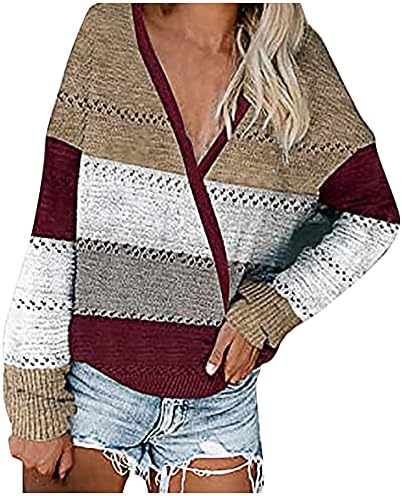 Ženska modna casual patchwork v-izrez duge rukave džemper za bluze tines bluze polos blazer