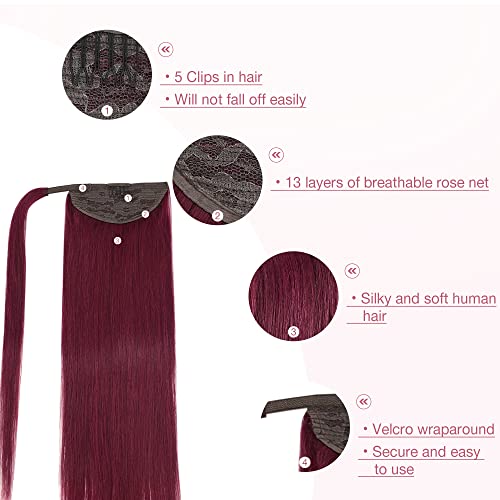 GOO GOO Bundle Clip in + Ponytail Human Hair Extensions 18 Inch Remy Hair Extensions Real Human Hair,