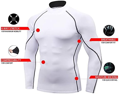 Muški 2 pakovanje mock tortleneck košulja za kompresiju dugih rukava suho fit uv zaštita hladnjak atletska trkačka