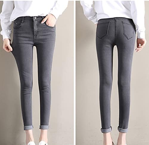 Ženski visoko struk mršav gležanj Jeans Casual Butt Lift Olovke traper hlače Klasično Slim Fit Warsped Jean