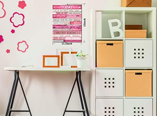 Pink Wall Decor-Inspirativni citati Wall - Art - motivacijski dekor spavaće sobe za tinejdžerke-kancelarijski pokloni za žene sa uokvirenim platnenim umjetničkim djelima spremnim za vješanje 15 Š x 11,5 H