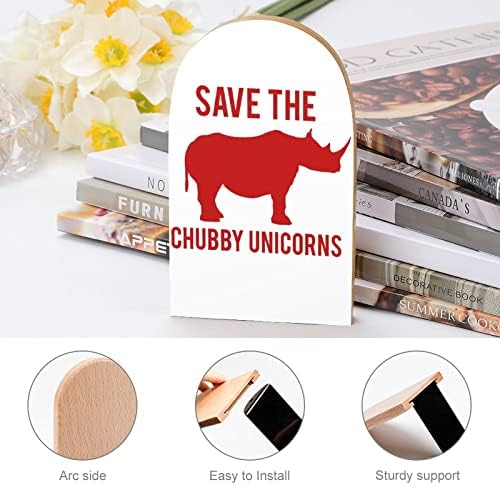 Save the Chubby Unicorns Bookends Decorative Print Wood book Ends za police paket 1 par