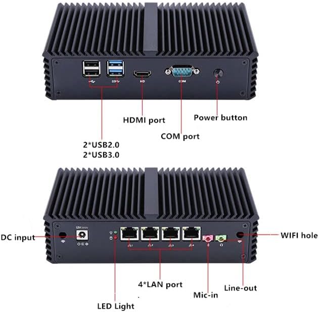 InuoMicro Firewall Mini Desktop računar, mini računar bez ventilatora Core i5-4200U, G4200L, 4 Nics