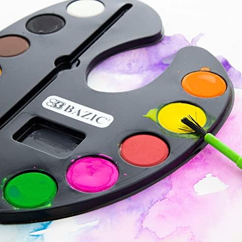 Bazic Watercolor W / Prutka, 12 boja Netoksična set boja, za hobi Zabavni umjetnički materijal Vibranto