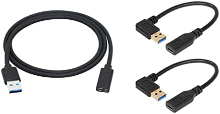 Cerrxian USB a 3,0 muško za USB tipa C 3.1 Ženski kabel i lijevi ugao USB tip A do USB C kabela