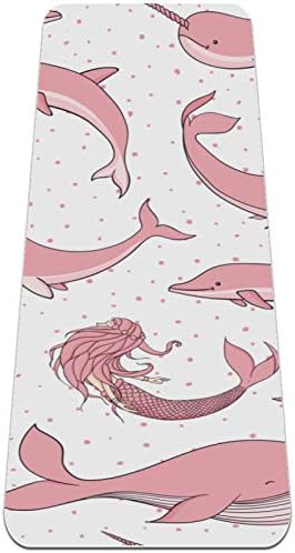 Siebzeh Pink Sea Dolphins Whales Mermaid Premium Thick Yoga Mat Eco Friendly Rubber Health & amp; fitnes Non