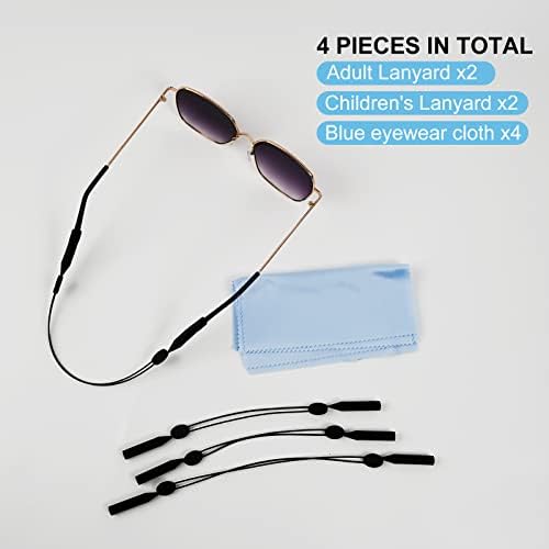 Podesiva traka za naočare za odrasle i djecu, dolazi sa krpom za čišćenje naočara, držači za naočare sa 4 pakovanja