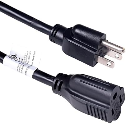 TOPDC 10 FT Dodatni kabel 3 Prongles 2-pakovanje 16 AWG, 13 ampera, 125V za vanjski, dom, ured ili kuhinju, crni