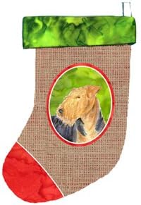 Caroline's blago ss2017-cs airedale božićne čarape, 11 x 18, višebojni