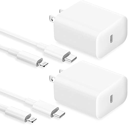 【MFi Certified】 iPhone Fast Charger 2pack 20w PD USB C zidni Punjač sa 6.6 FT USB C do L kablom Adapter za