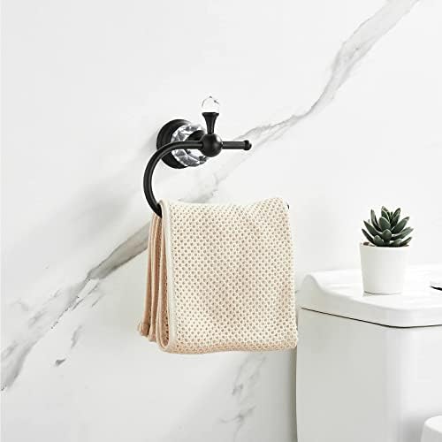 Wolibeer Crystal ručnik za ručnik, mat crni toaletni držač za papir Crystal Cour 6 kuka